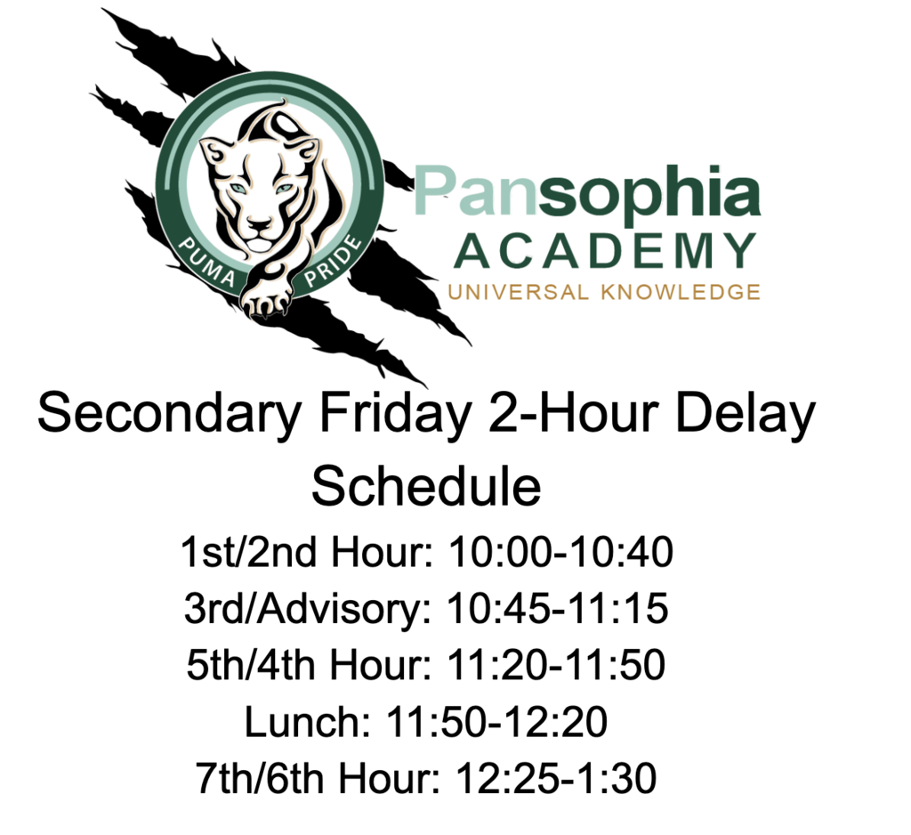 Secondary Friday 2 hour delay schedule