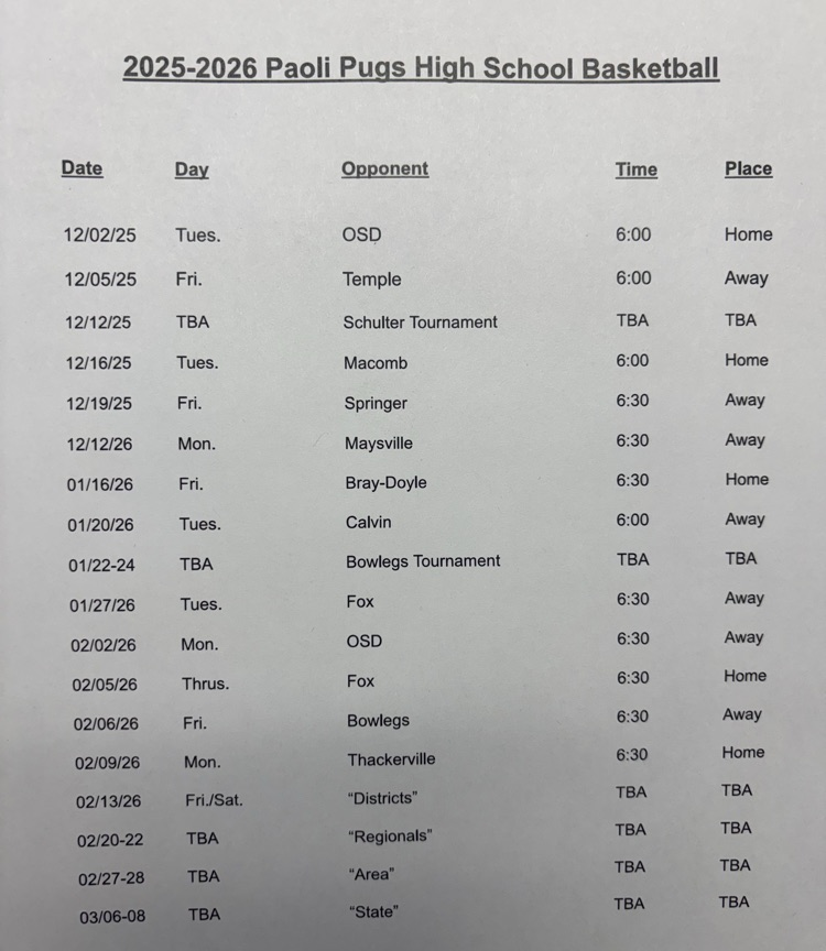 HS schedule