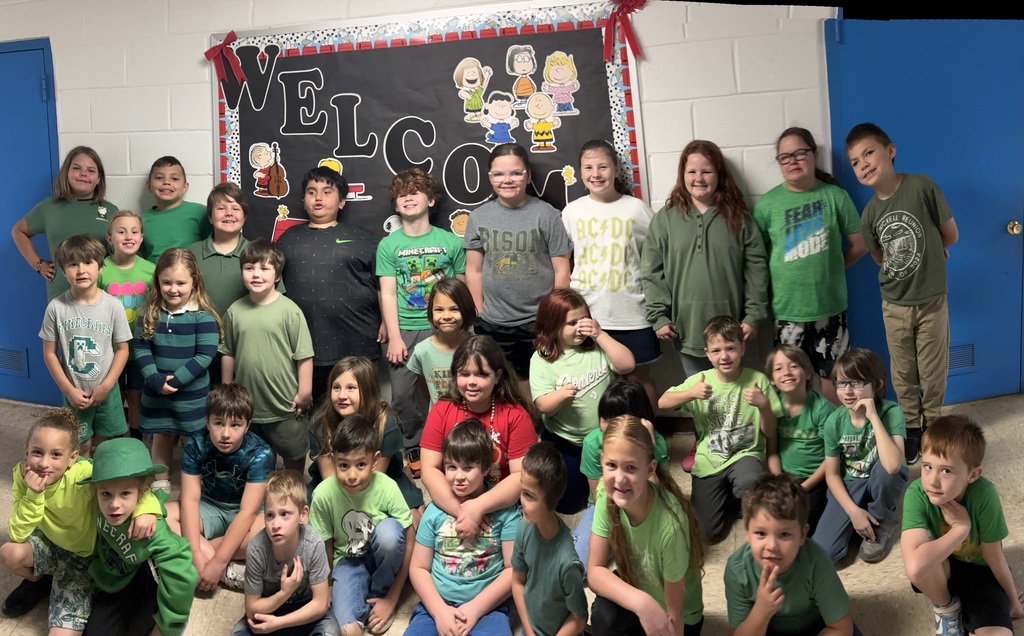 Students wearing green. 