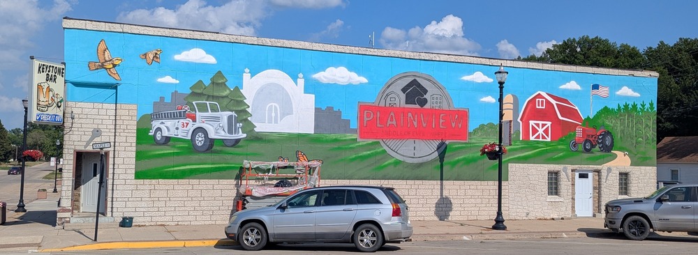 The mural on the western wall of Keystone Bar downtown.