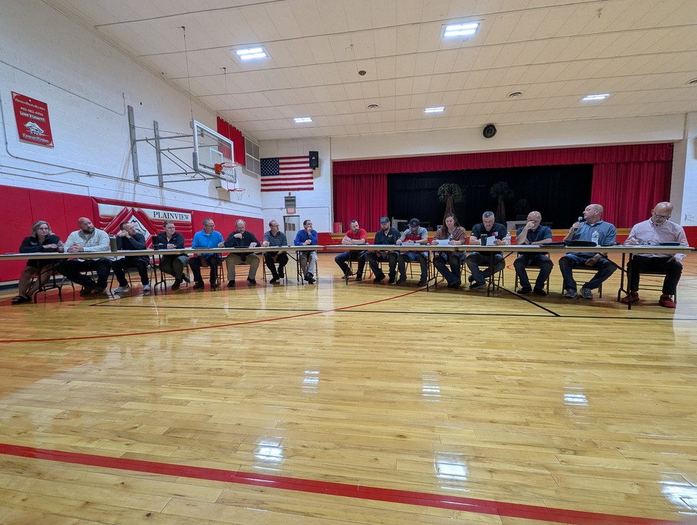 The Boards of Education of Osmond and Plainview Schools during the community meeting on September 17th in Plainview.
