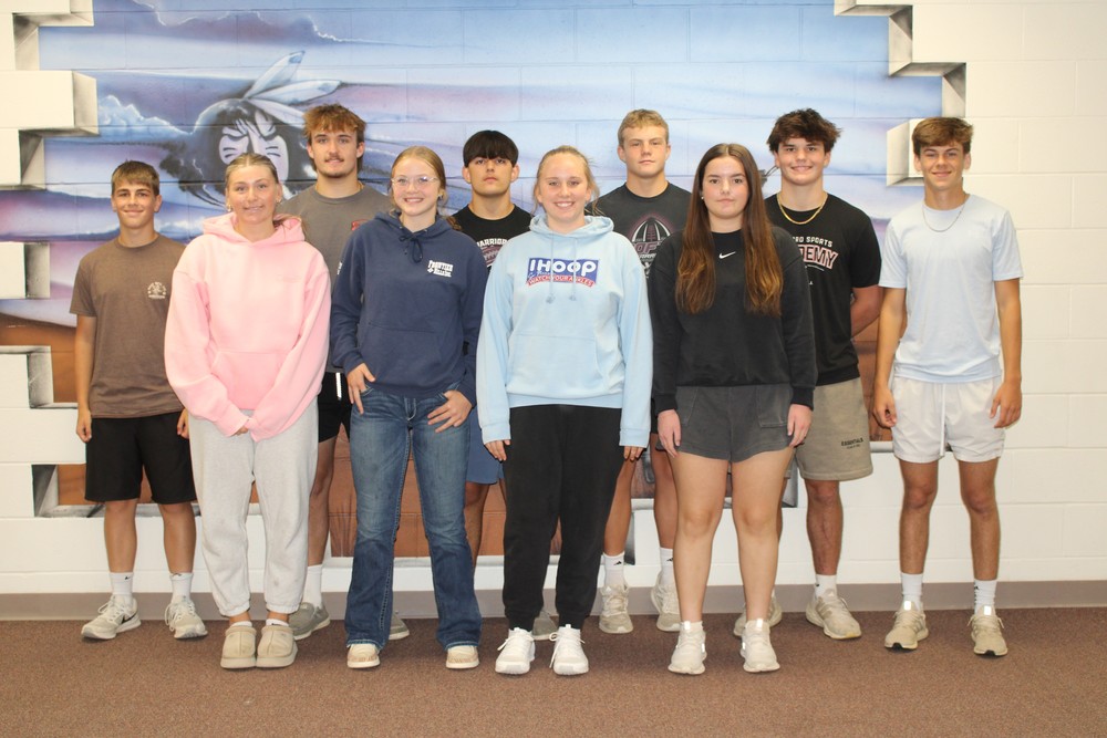 New Journalism Staff; Back row- Fred Dennis, Luke DeRoos, Arik Frey, Knox Hegge, Trevor Allen, and Cole Miller Front row- Macy Baker, Brynn Hansen, Emma Kuchta, Peyton Berger (Not Pictured) Charlie Steffen.