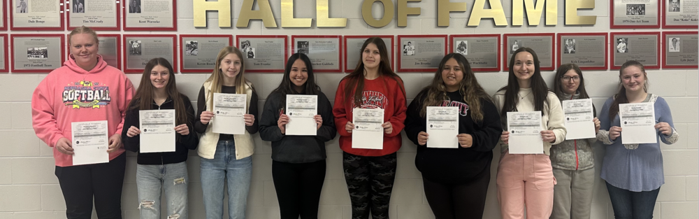 Students finishing active supervision of children training (l to r): Kaydance MAertins, Avery Hardisty, Kara Lingenfelter, Katherine Enriquez, Meleah Buck, Ilyana Barron, Peyton Arlt, Alyssa Abram, and Nyome Harding.