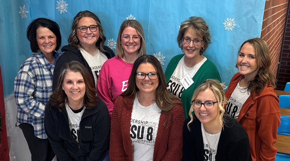 ESU 8 Licensed Mental Health Practitioners are (front row, from left) Traci Hastings, Jenny Bender-Brummels, Olivia Jordening (back row, from left) Denise Serres, Jillian Barnes, Brittany Waldow, Trudie Van Horn and Shawn Schultz.