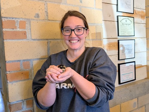 LVT Sadie Kalin holding a baby chick