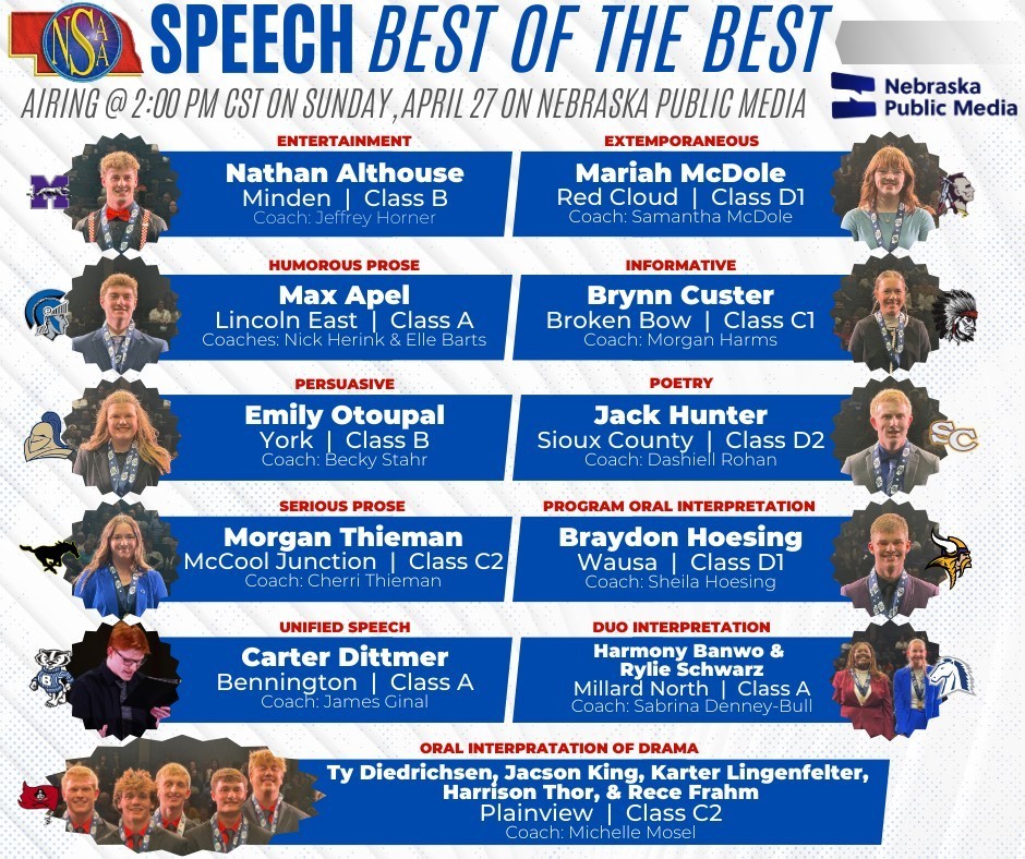 Pirate Speech OID team to appear on Nebraska Public Media April 27th