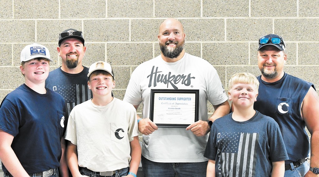 Koehler Seeds, Outstanding Fair Supporter, back row: Jared Koehler, Justin Koehler, Caleb Gardner; front row: Toby Koehler, Knox Koehler, Tripp Koehler