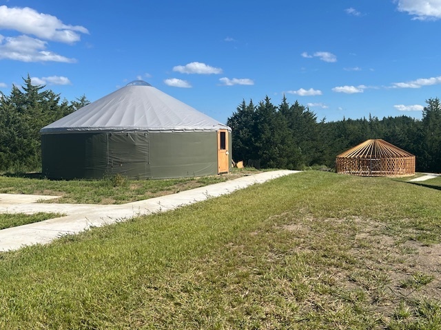 LEFT: Niobrara State Park is in the process of constructing two new yurts to add to lodging options at the park. One of the yurts is nearly completed, and the second one is still under construction. The yurts are located near the buffalo cookout pavilion.