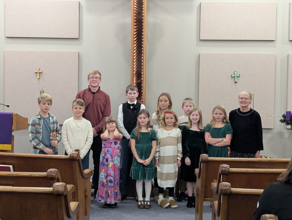 Those performing included, front row (l to r): Jax and Eli Strehle, Eliana Curtiss, Noel Tompkins, Kendall Brookhouse, Hannah Sanne and Eden Thompkins, and Ellie Myers, teacher; and second row: Bastion Curtiss, Elliot Fuchtman, Camryn Brookhouser, Barret Curtiss. Students not pictured: Mary Meuret, Eleanor Meuret and Kaydence Doerr.