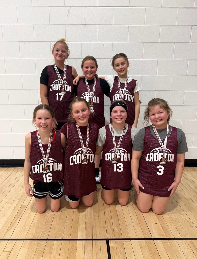 Fourth grade team at LCC top row (l to r): Grace Poppe, Reagen Petersen, Ellie Gobel. Bottomw row (l to r): Kree Schumacher, Nora Kuchta, Nealy Mueller, Finley O'Brien.