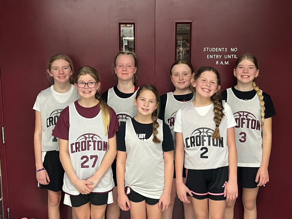 Sixth grade girls at Booster Club Tournament top row (l to r:) Kenzie Wieseler, Myla Arens, Rebecca DeRoos, Cassidy Mauch. Bottom row (l to r): Emersyn O'Brien, Adalee Babcock, Mary Scholl.