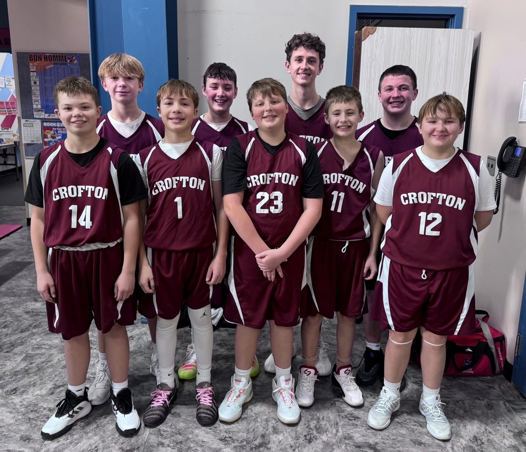 The junior high team at Bon Homme top row (l to r): Davis Heine, Sawyer Schendt, Logan Guenther, Jake Jackson. Bottom row (l to r): Leo Reifenrath, Nash Drotzmann, Gavin Mueller, Axyl Folkers, Easton Foxhoven