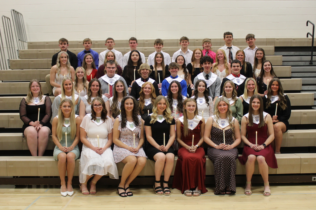 Above are the members of the Crofton National Honor Society starting in the back row (l to r): Luke DeRoos, Brady Thoene, Jace Panning, Kaden Arens, Alex Potts, Preston Foxhoven, Corbin Bernt, Brady Guenther, Anthony Steffen Fourth row (l to r): Elizabeth DeRoos, Cecilia Wortmann, Emma Kuchta, Teegan Garza, Ella Tramp, Keisha Strunk, Hudsyn Stout, Ellie Foxhoven, Addyson Ostermeyer, Ella Reifenrath, Third row (l to r): Cali Bauch, Christopher Neuharth, Carter Steffen, Darin Babcock, Jackson Lynde, Tyson Jackson, Natalee Steffen Second row (l to r): Kaija Hess, Jaisie Janssen, Seanna Pinkelman, Madelyn Buschkamp, Pamela Dennis, Lillian Earley, Lauren Loecker, Alexa Suing, Sophia Wortmann, Karoline Schendt