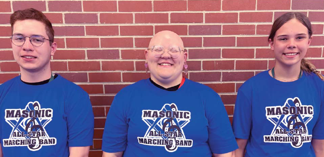 Plainview students who participated at the 30th Annual Masonic All star Marching Band (l to r): Landon Hergert, Lucea miller, and Scarlet Torrey
