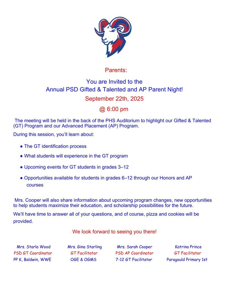 GT & AP Parent night