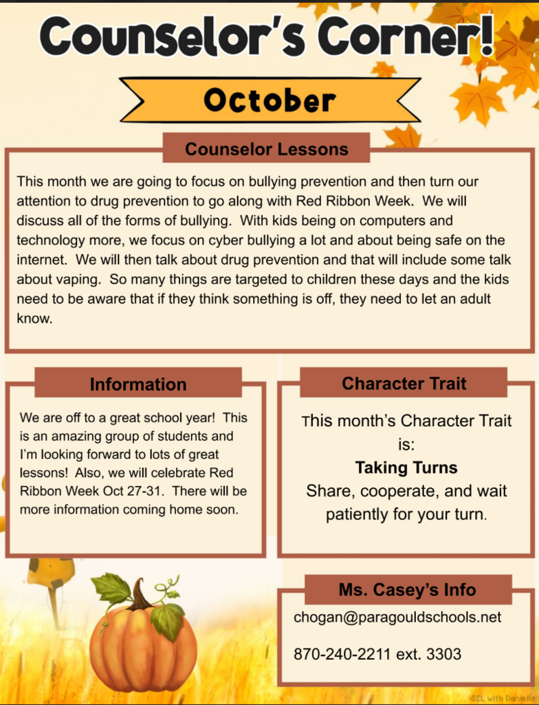 October Newsletter From Ms. Casey