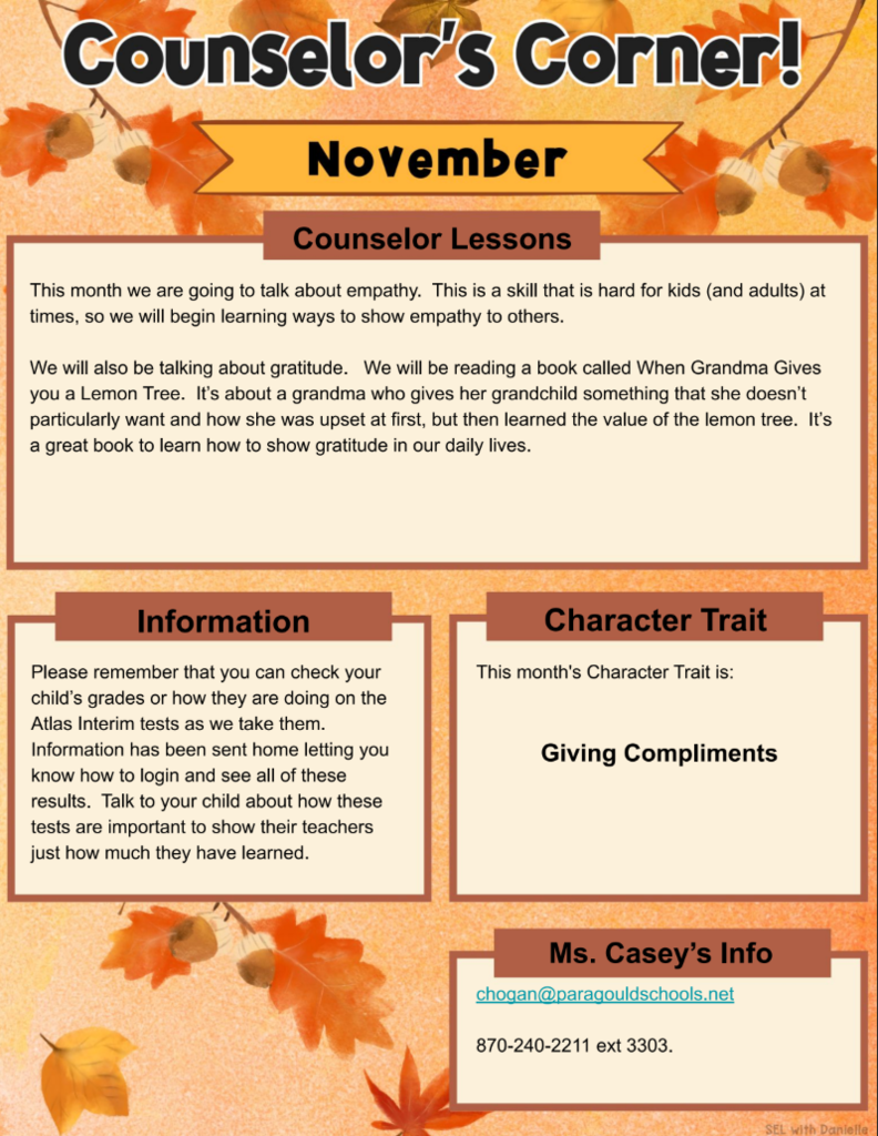 November Counselor Newsletter
