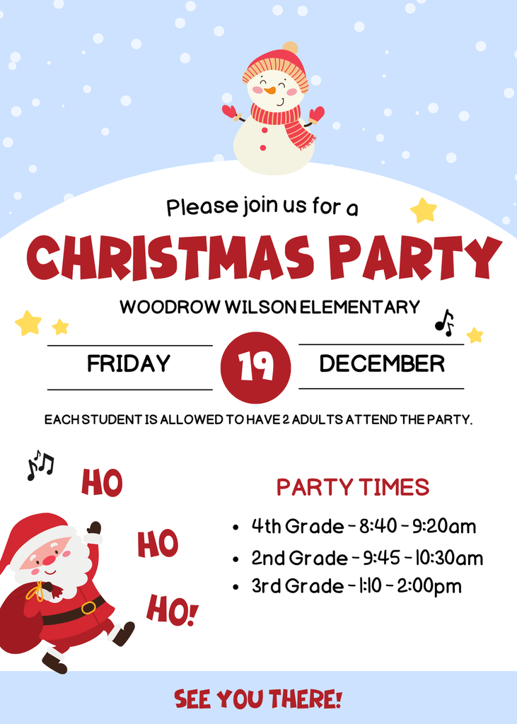 Christmas Party Announcement in Light Blue and White Cute Style