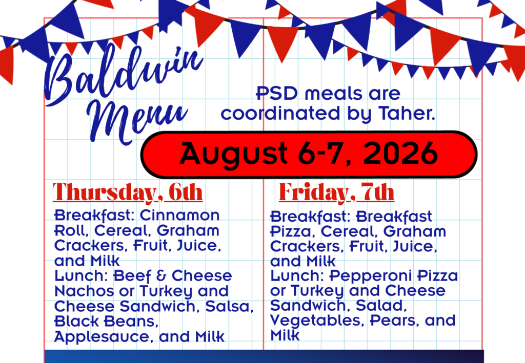 Baldwin Menu: August 6-7, 2026
