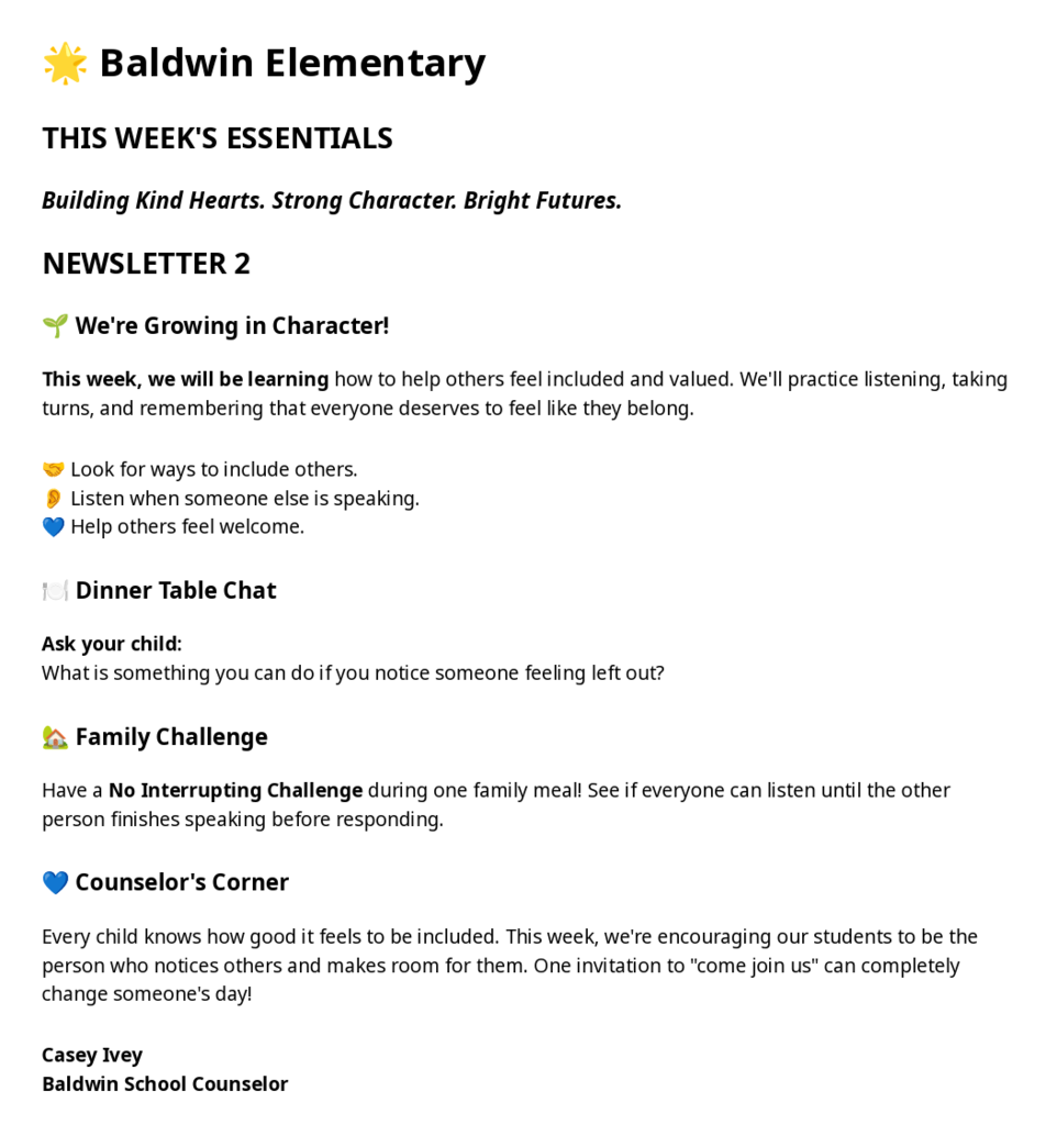 Counselor Newsletter
