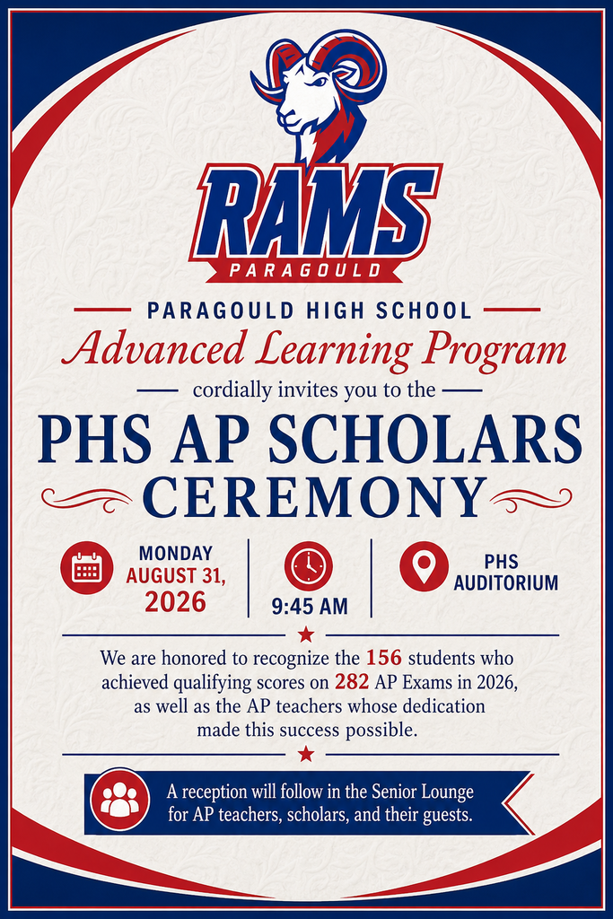 PHS AP Scholars Ceremony Monday, August 31, 2026 @9:45am