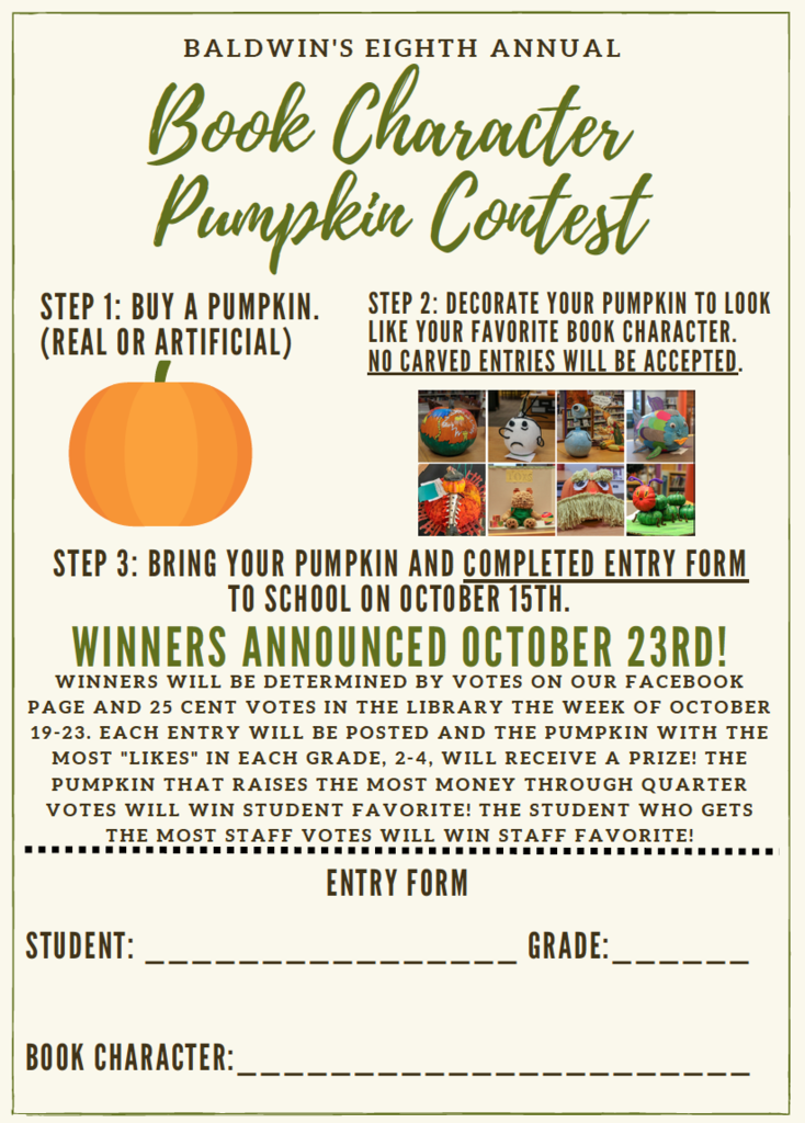 Book Character Pumpkin Contest