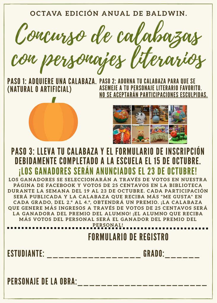 Book Character Pumpkin Contest