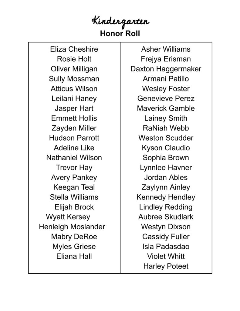 K-Honor Roll