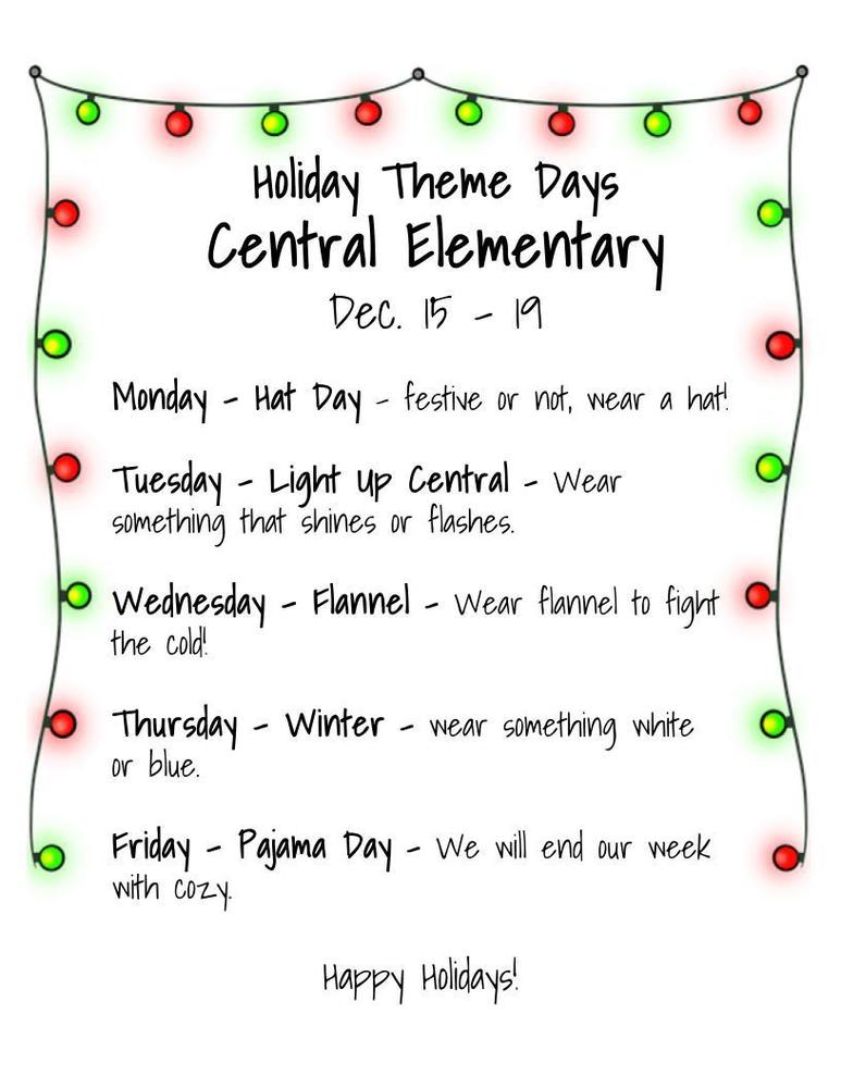 Central's Holiday Theme Days 2025