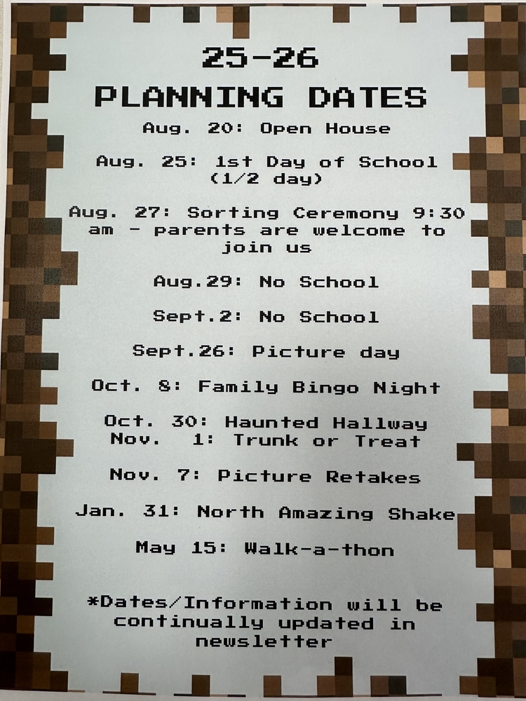North Planning Dates 25-26