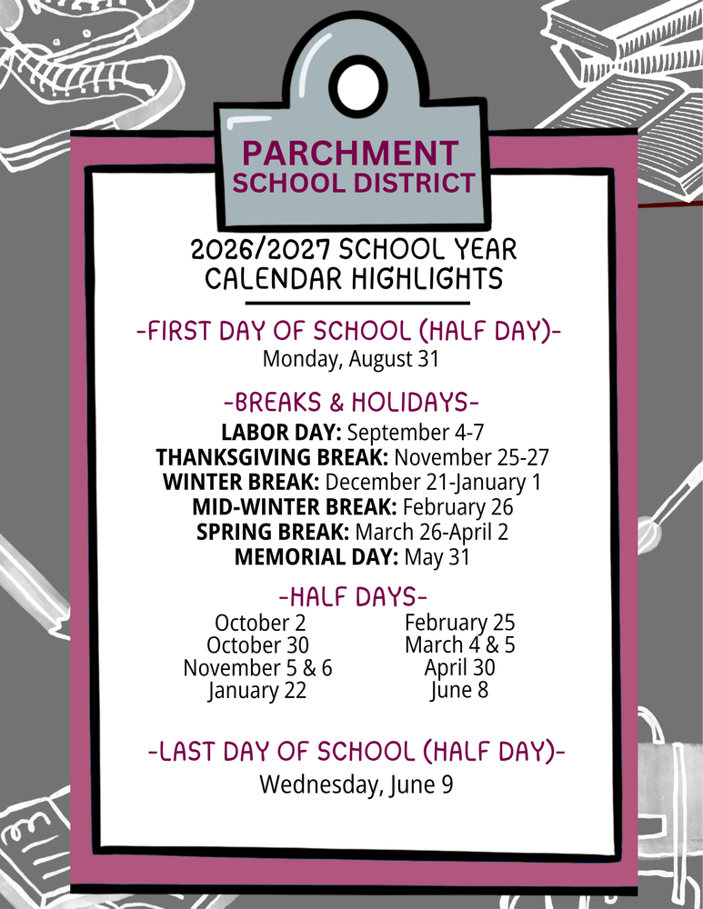 2026-2027 Calendar Highlights