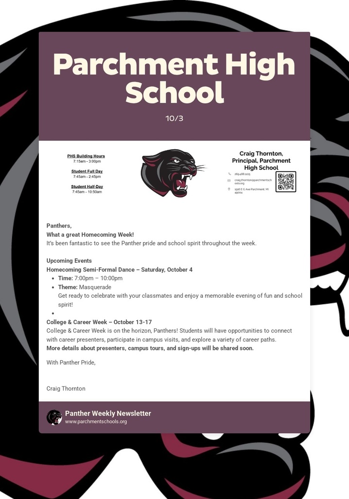 PHS Newsletter 10/3/2025