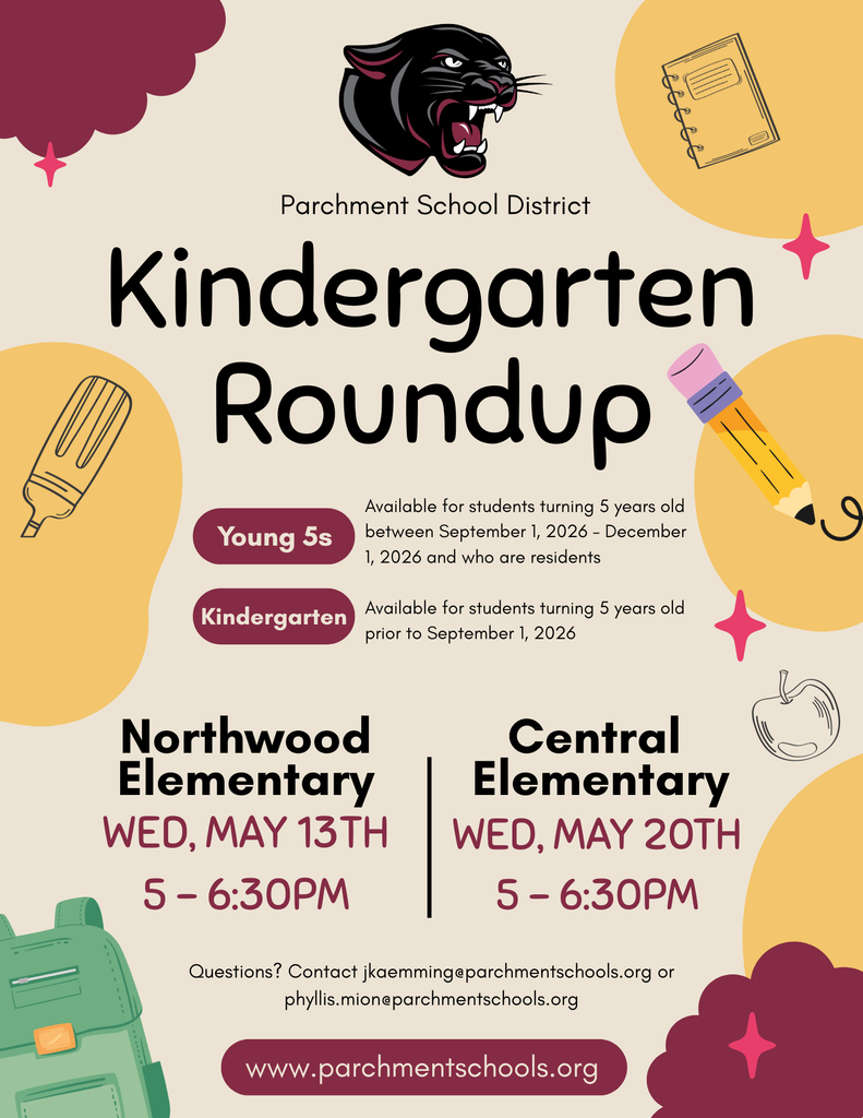 kindergarten enrollment reminder: Northwood, May 13th and Central, May 20th from 5-6:30pm