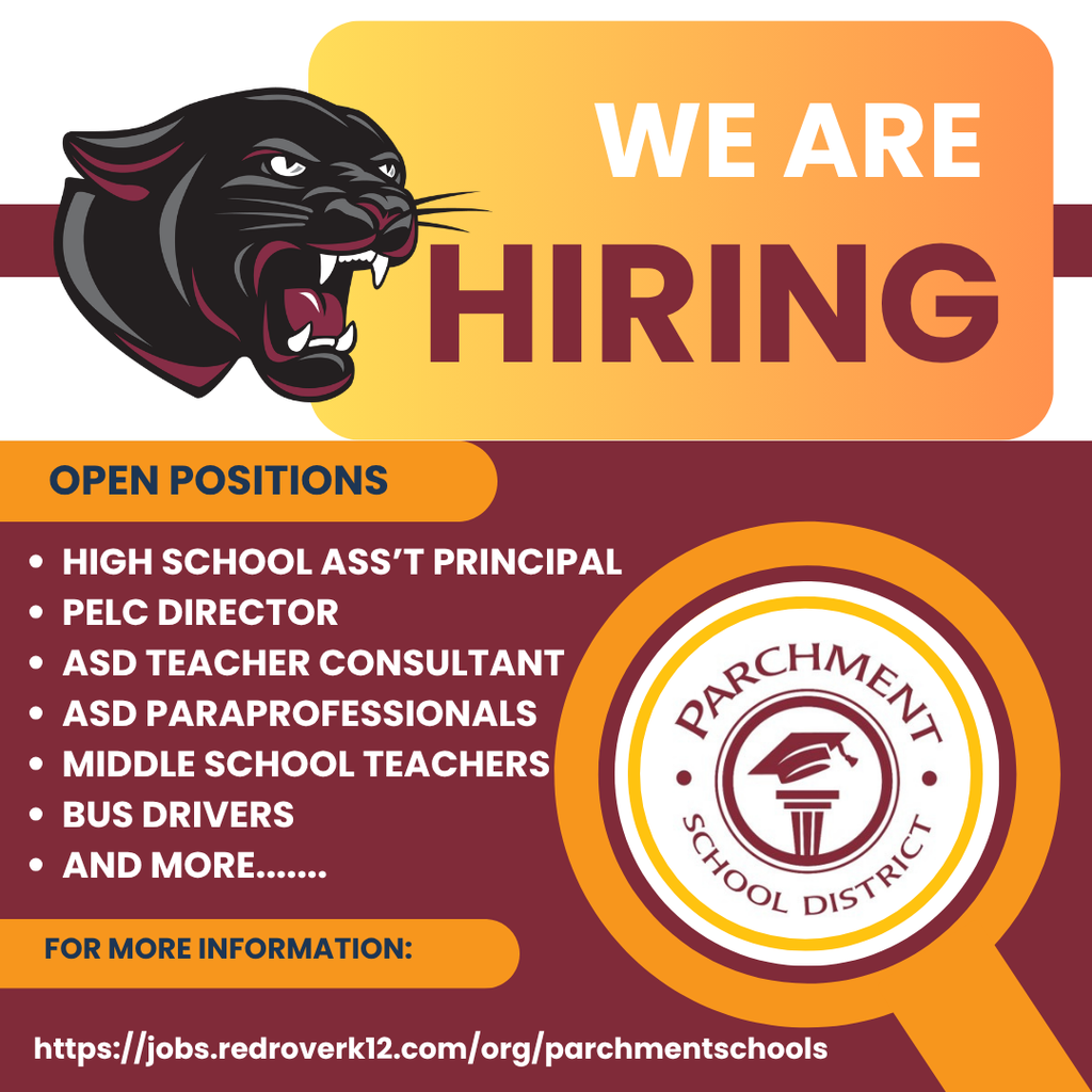 We are hiring.  https://jobs.redroverk12.com/org/parchmentschools