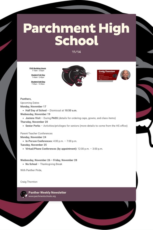 PHS Newsletter 11/14/25
