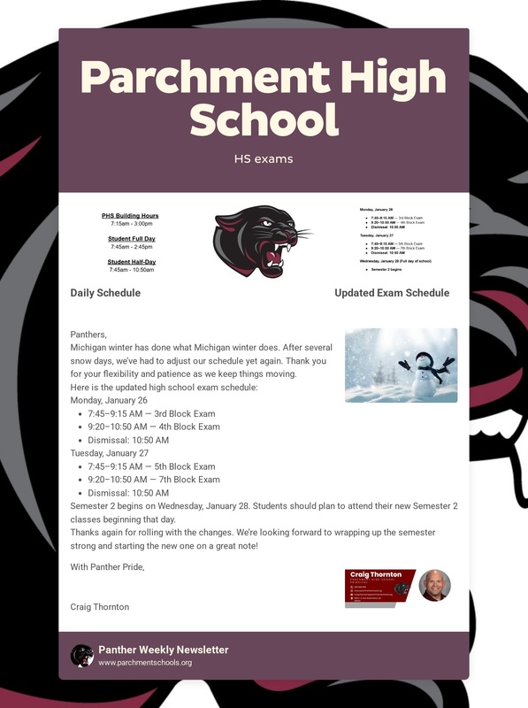 Updated Exam Schedule