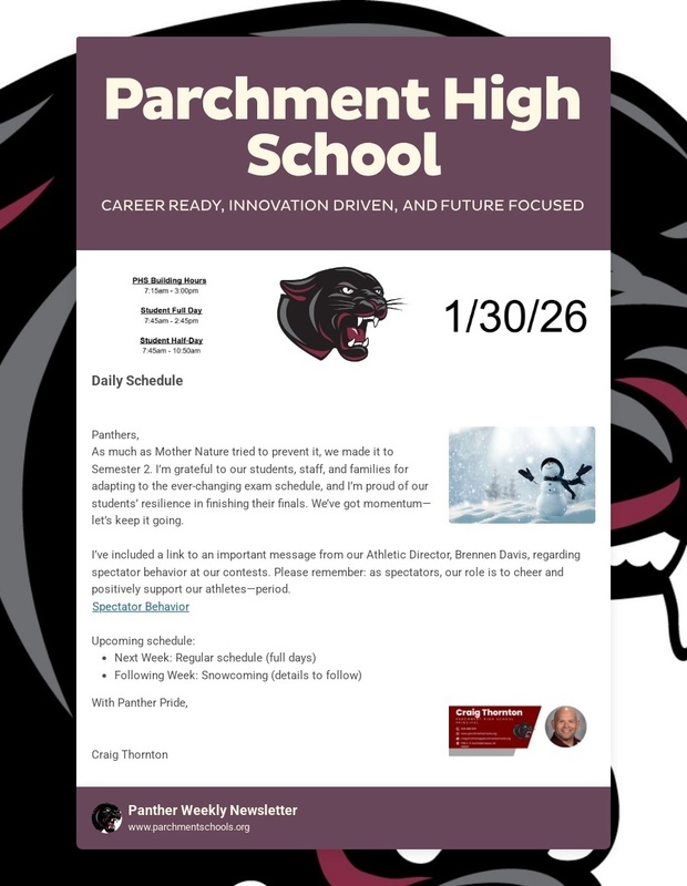 PHS Newsletter 1/30/26