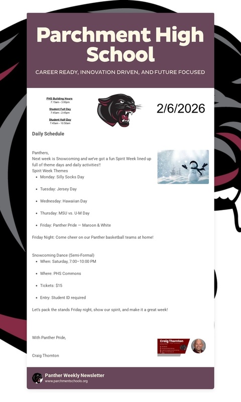 PHS Newsletter 2/6/2026
