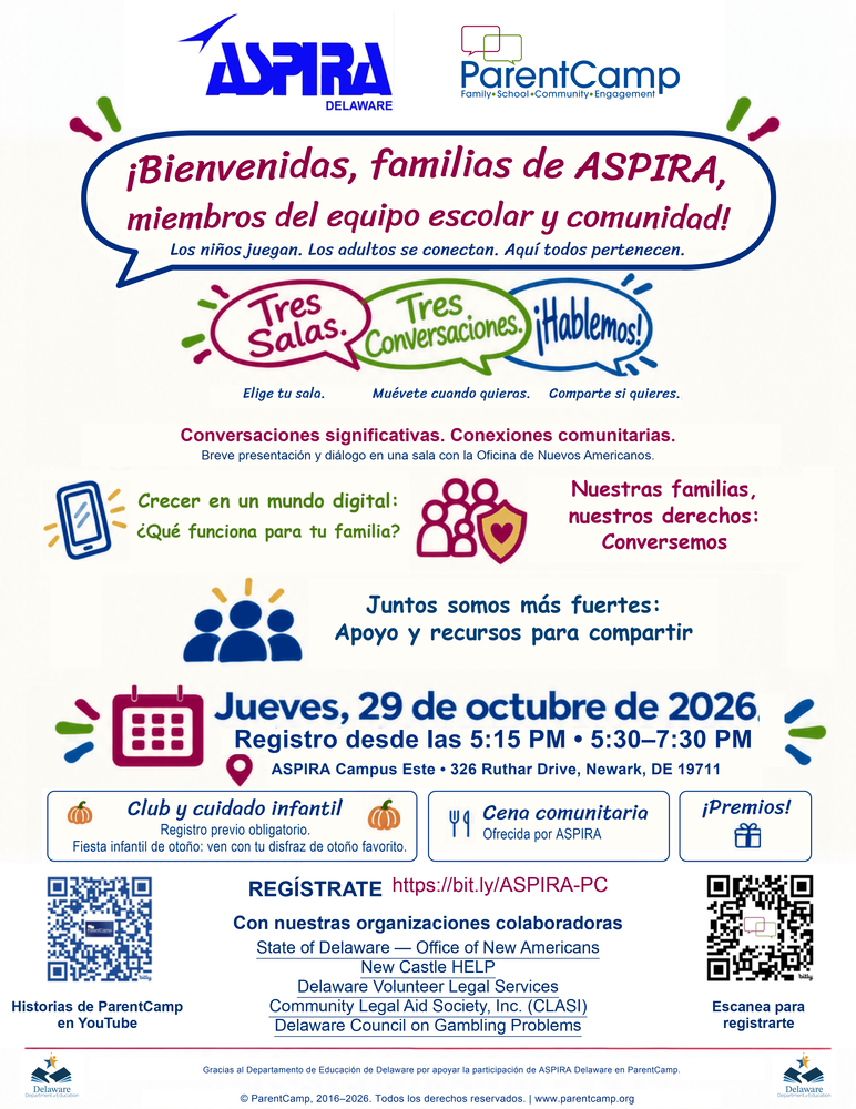 ParentCamp de ASPIRA: encuentro familiar y comunitario — 29 de octubre de 2026