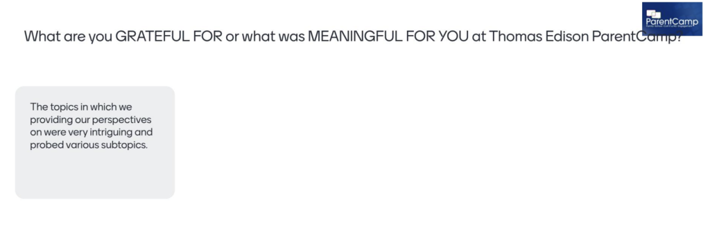 White page with blue text asking a question about gratitude or meaningful experiences.