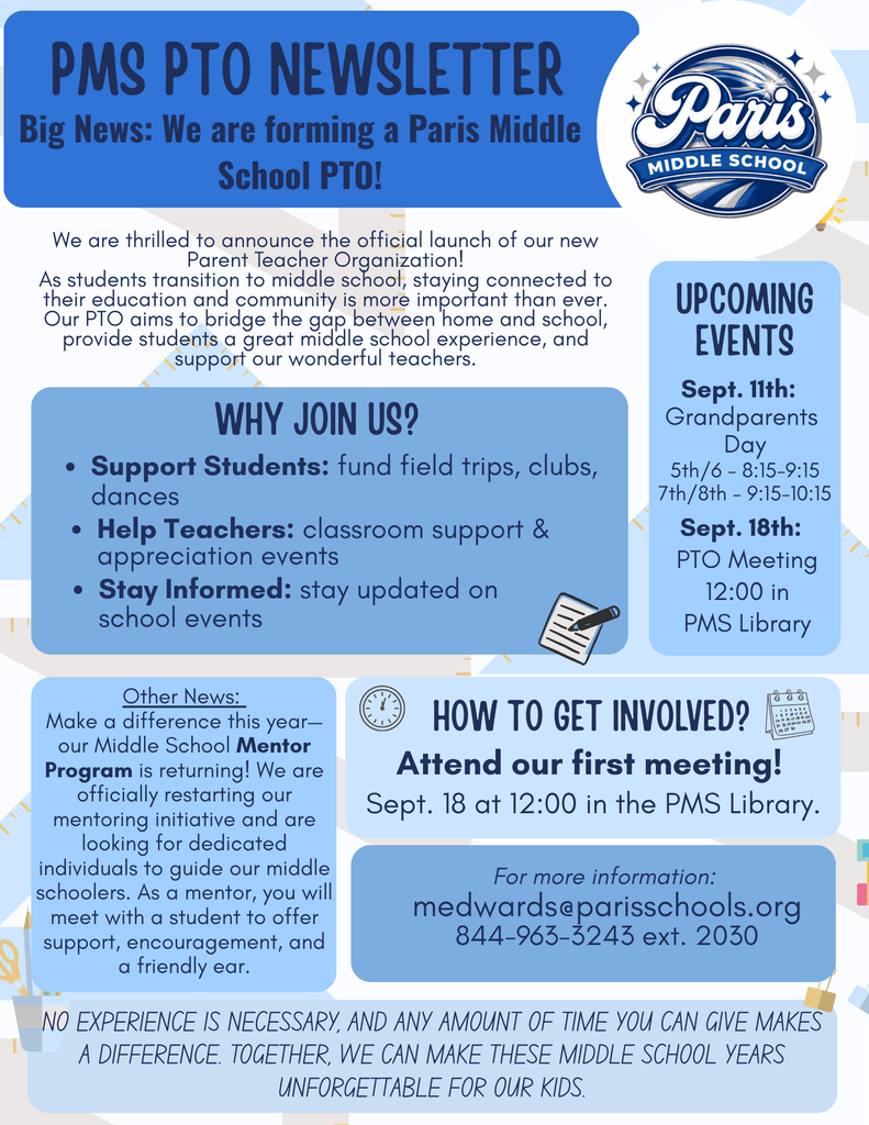 Paris Middle School - PTO Newsletter