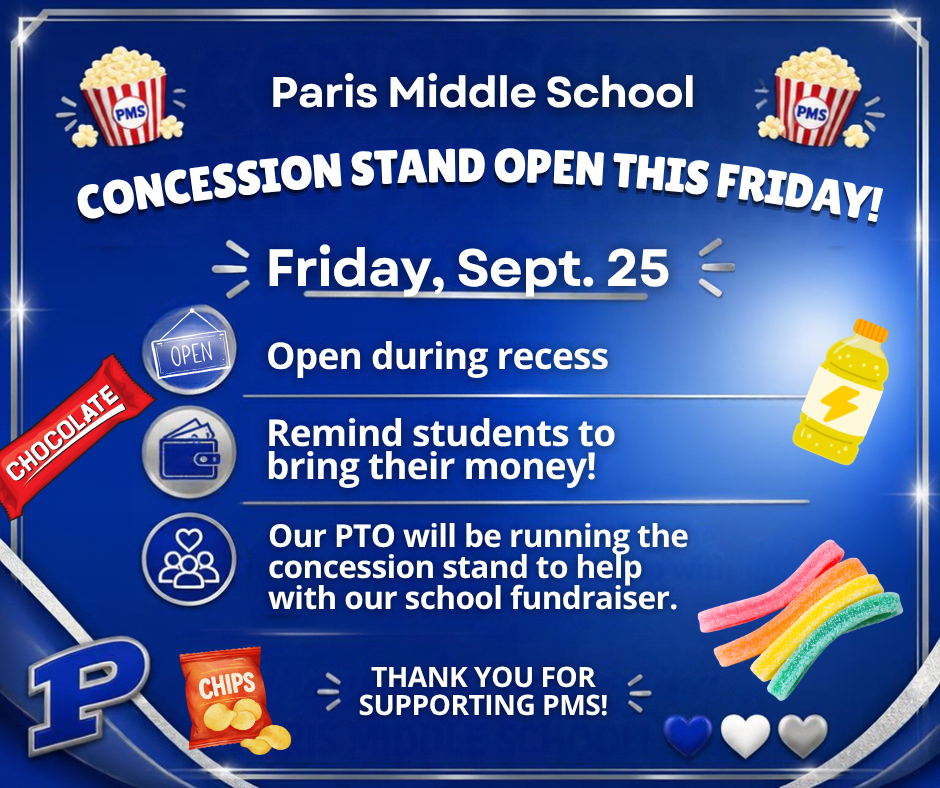 PMS Concession Stand Open Sept. 25