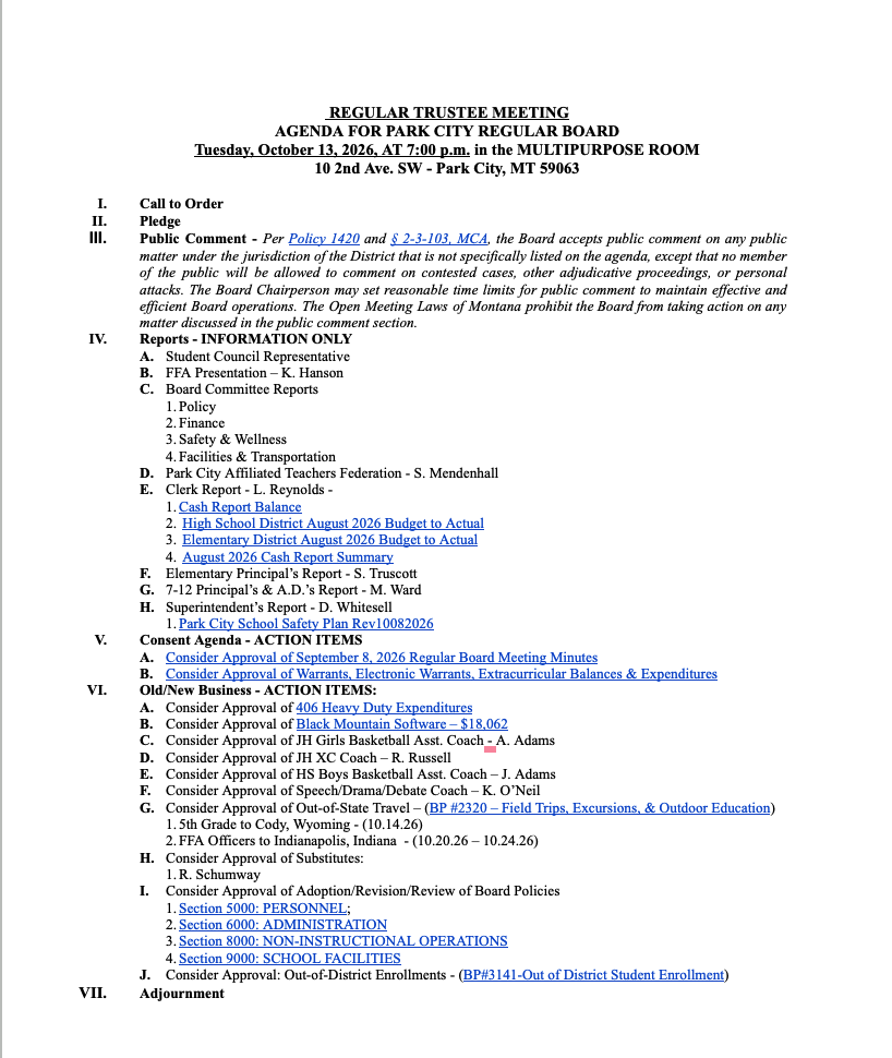 Regular Board Meeting