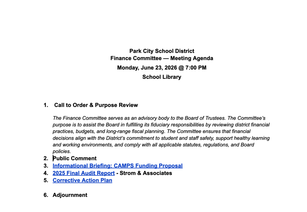 Finance Committee Meeting