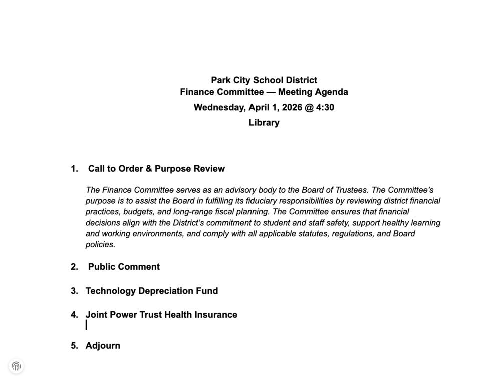 Finance Committee Meeting