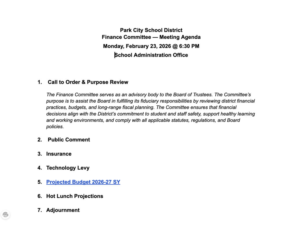 Finance Committee Meeting