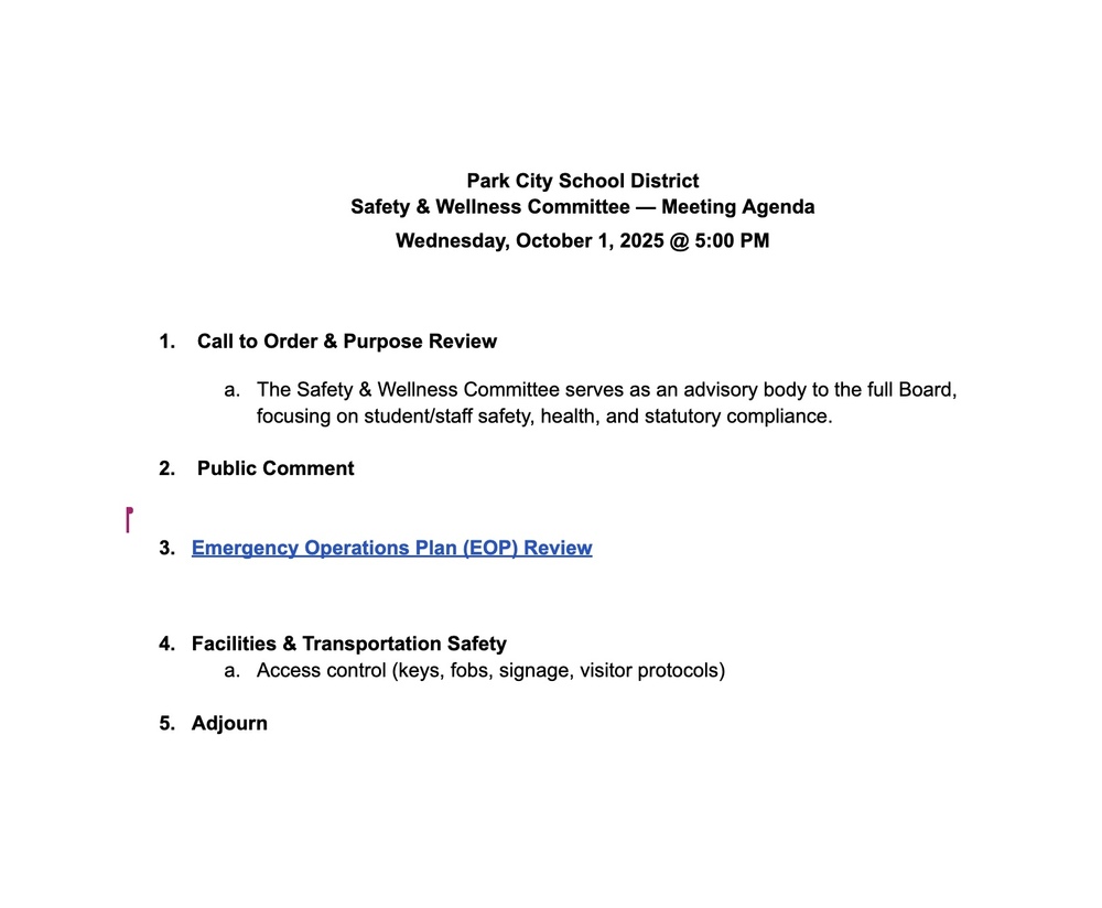 School Board Committee Meeting (Safety & Wellness)