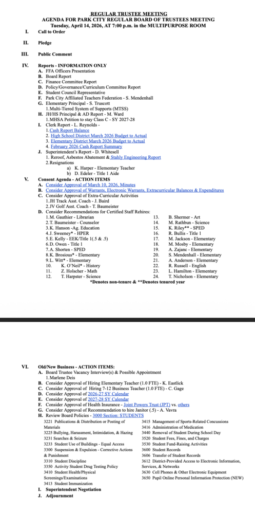 Regular Board Meeting - April 2026