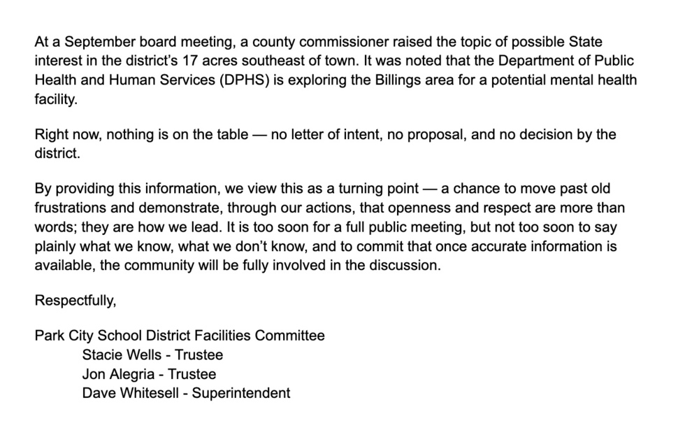 Facilities Committee Statement