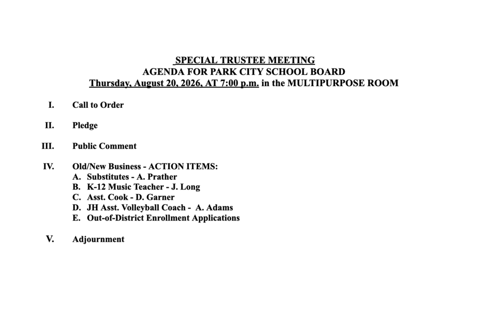 Special School Board Meeting